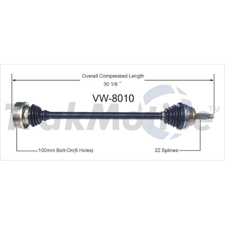 Surtrack Axle Cv Axle Shaft, Vw-8010 VW-8010